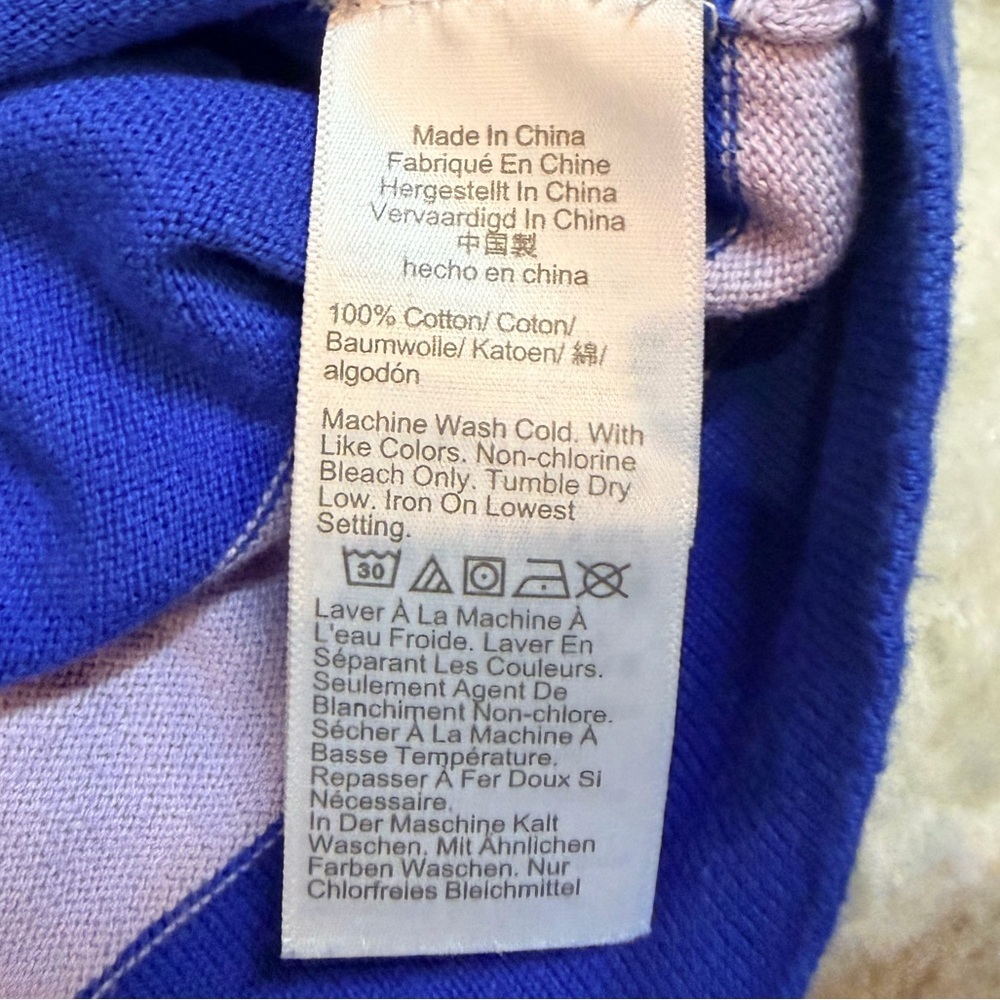 J.Crew Teddy Sweater Small Blue Pink Striped Crewneck 100% Cotton Lightweight - Picture 6 of 9